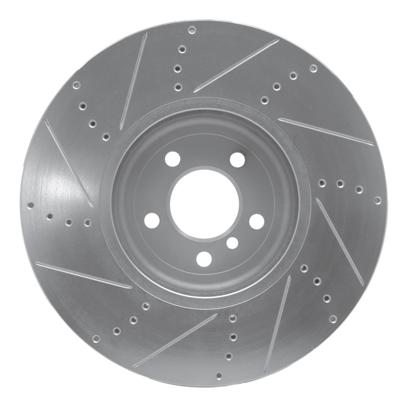BMW 750I Brake Rotor (1) - Right Front - R1 Concepts - Drilled & Slotted - Silver - `09-`17